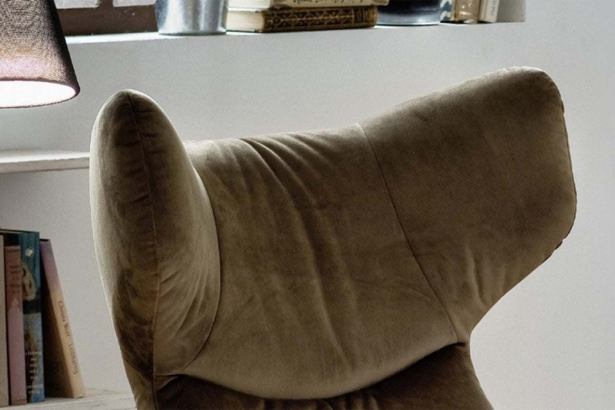 KAWOLA Sessel RANDY Drehsessel Velvet olivgrün
