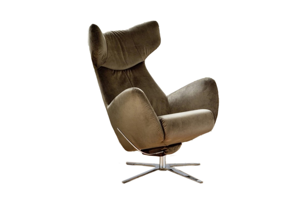 KAWOLA Sessel RANDY Drehsessel Velvet olivgrün
