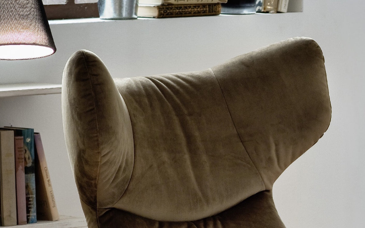 KAWOLA Sessel RANDY Drehsessel Velvet olivgrün