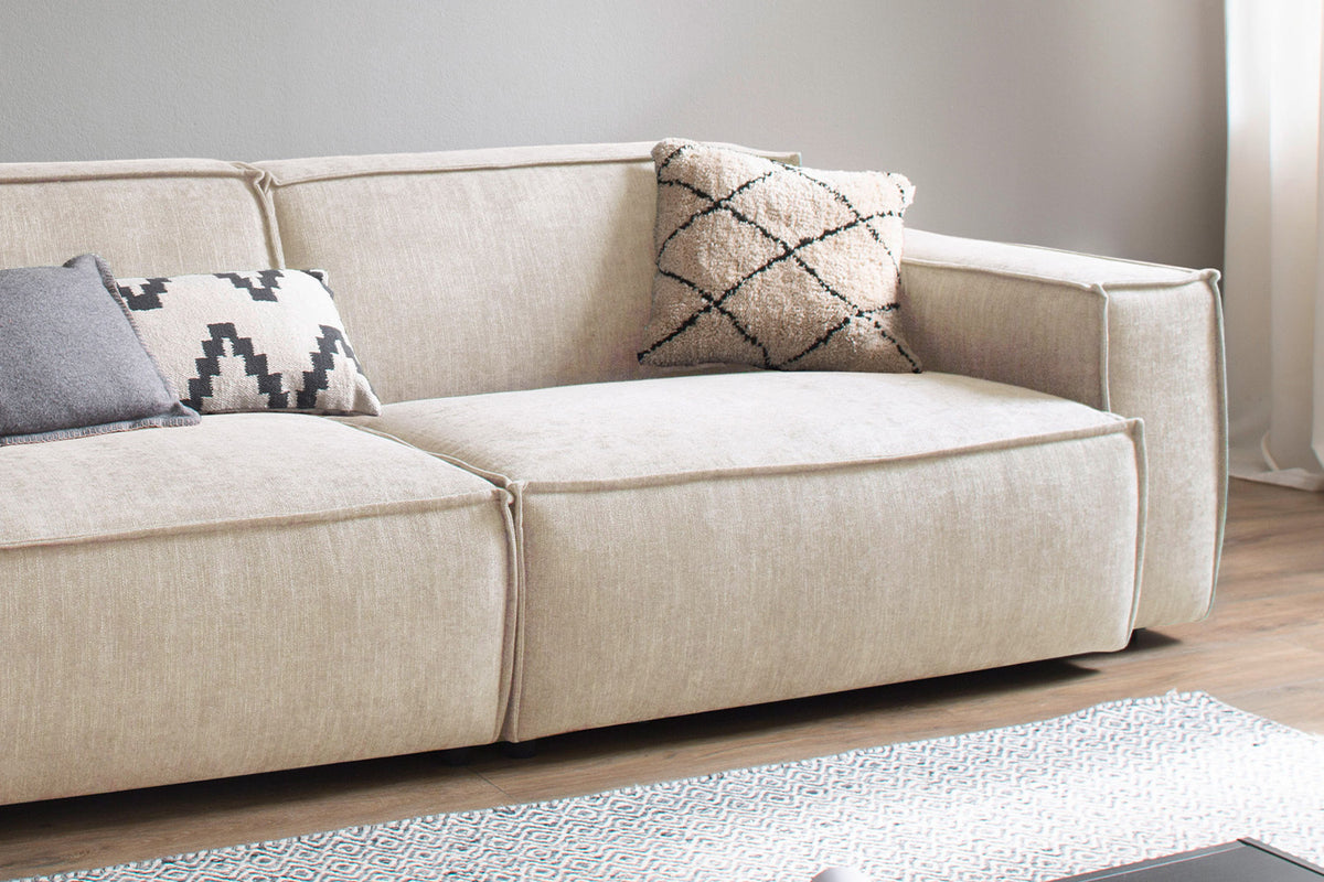 KAWOLA Sitzgruppe SAMU 3-Sitzer 2-Sitzer Chenille-Stoff beige