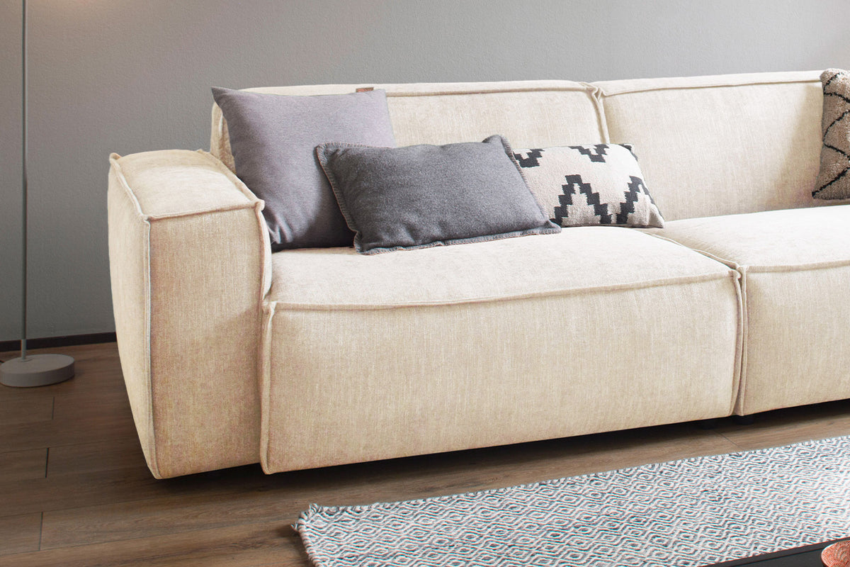 KAWOLA Sitzgruppe SAMU 3-Sitzer 2-Sitzer Chenille-Stoff creme