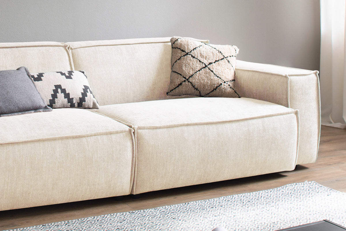 KAWOLA Sitzgruppe SAMU 3-Sitzer 2-Sitzer Chenille-Stoff creme