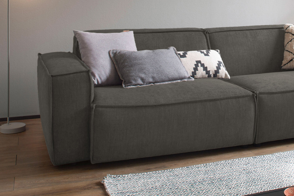 KAWOLA Sitzgruppe SAMU 3-Sitzer 2-Sitzer Chenille-Stoff grau