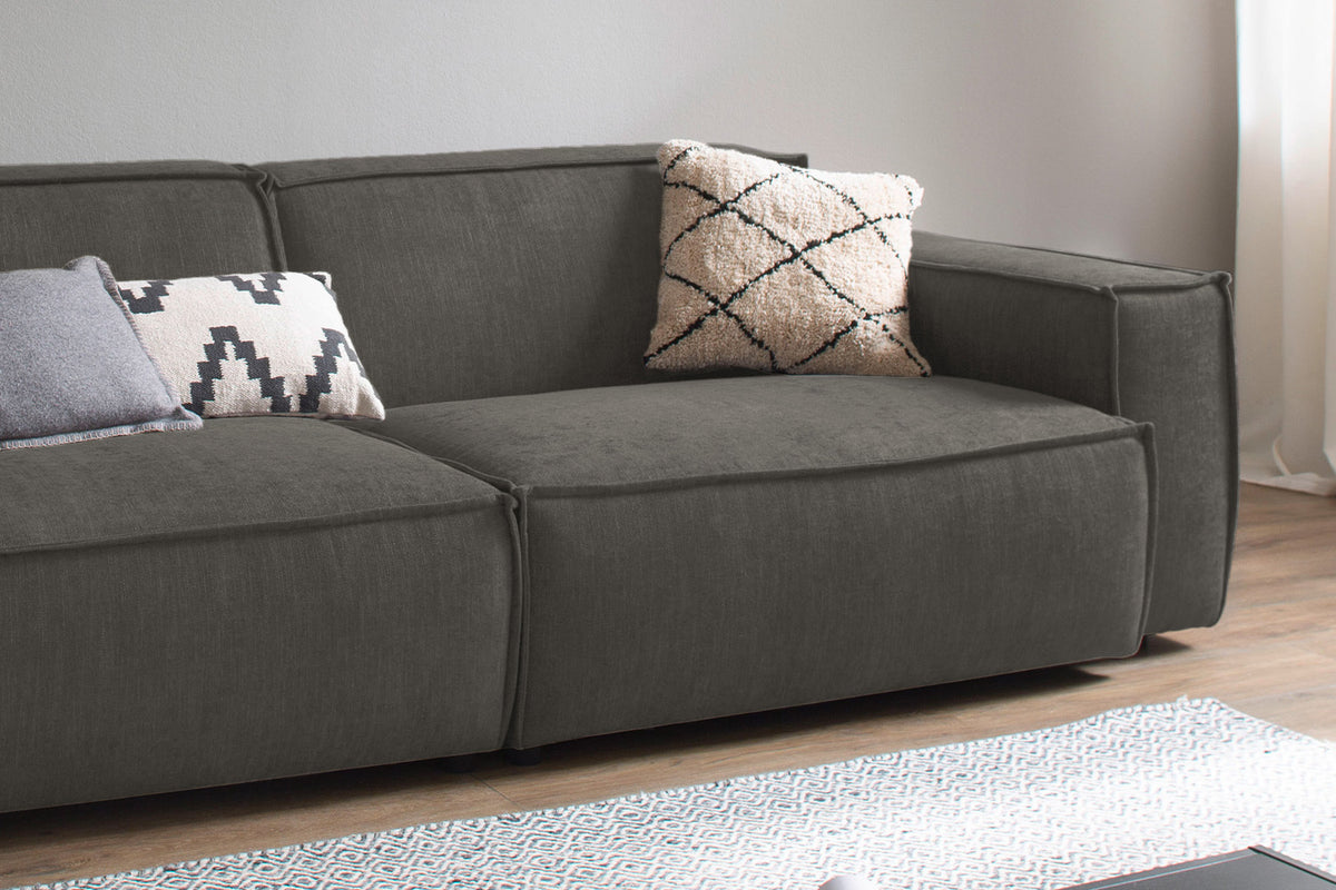 KAWOLA Sitzgruppe SAMU 3-Sitzer 2-Sitzer Chenille-Stoff grau