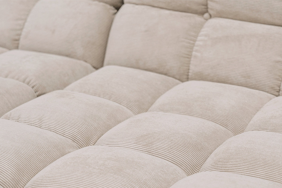 KAWOLA Sitzgruppe VIVIEN Ecksofa Drehsessel Hockerbank Feincord beige