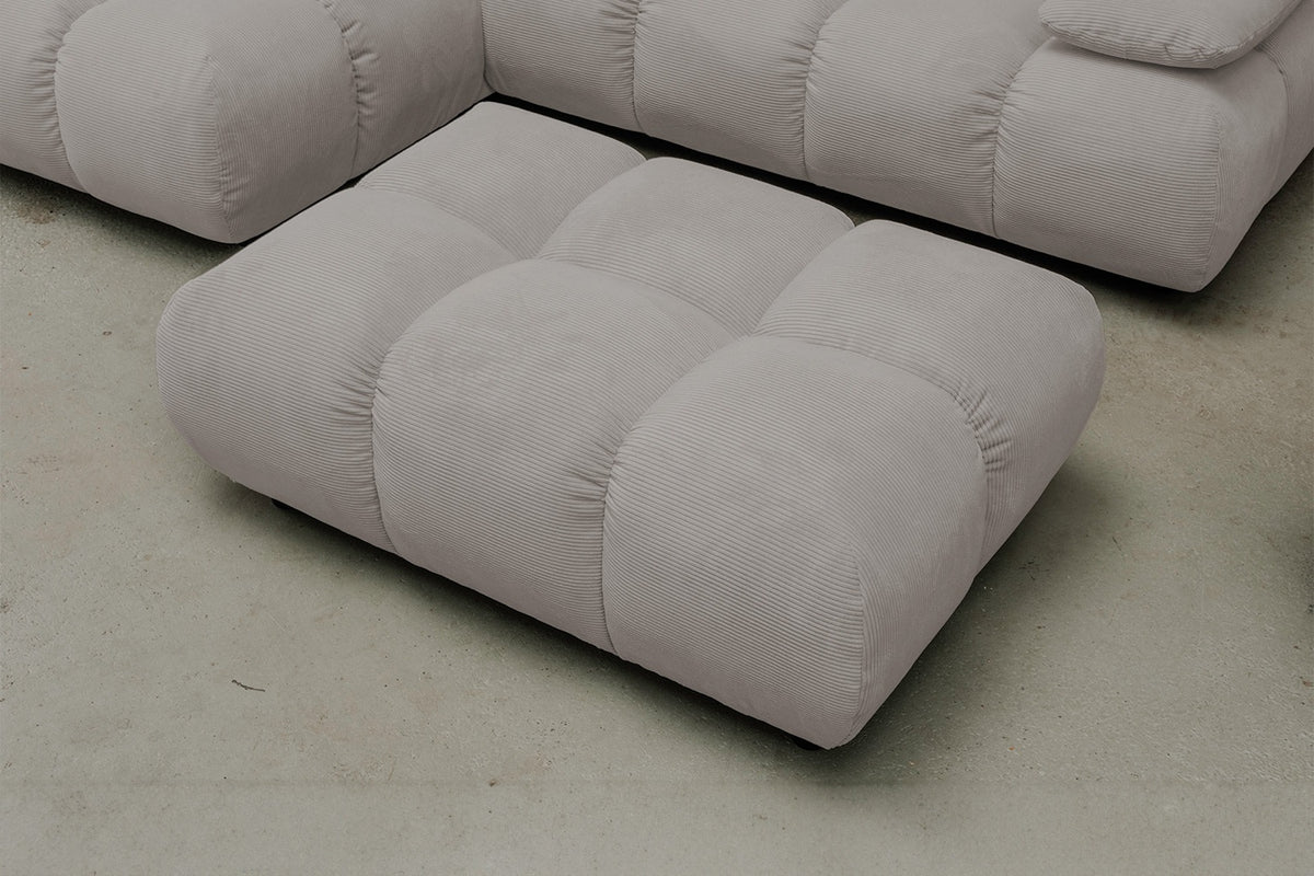 KAWOLA Sitzgruppe VIVIEN Ecksofa Drehsessel Hockerbank Feincord grau