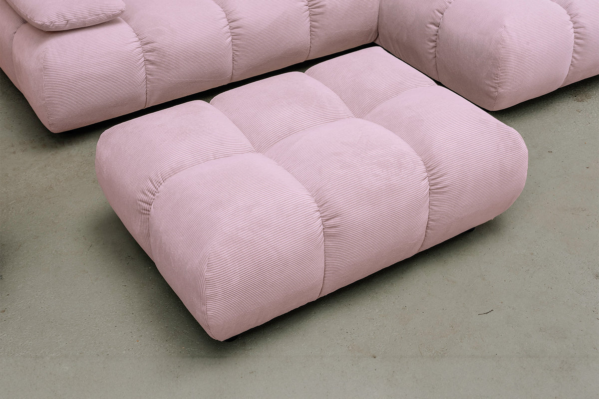 KAWOLA Sitzgruppe VIVIEN Ecksofa Drehsessel Hockerbank Feincord rosa
