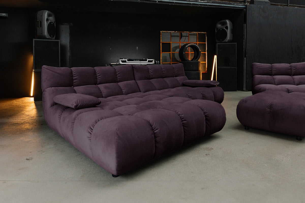KAWOLA Sitzgruppe VIVIEN Ecksofa Drehsessel Hockerbank Velvet purple