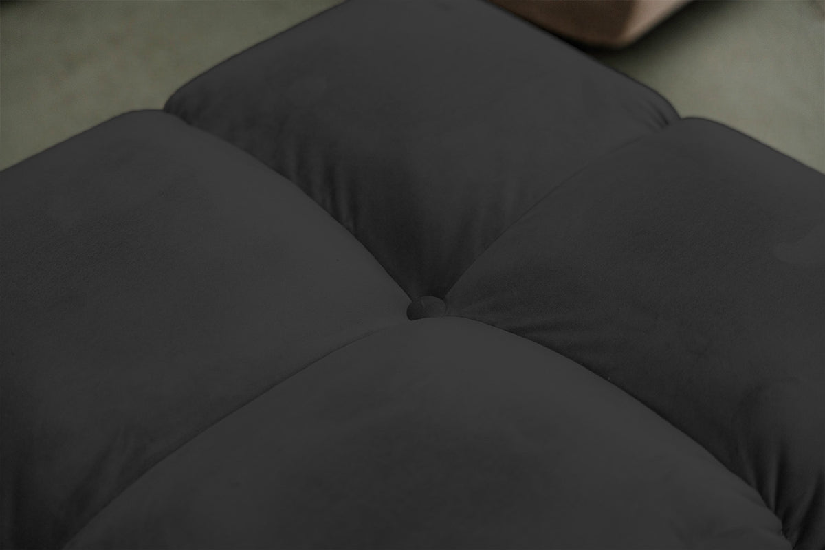 KAWOLA Sitzgruppe VIVIEN Ecksofa Drehsessel Hockerbank Velvet schwarz