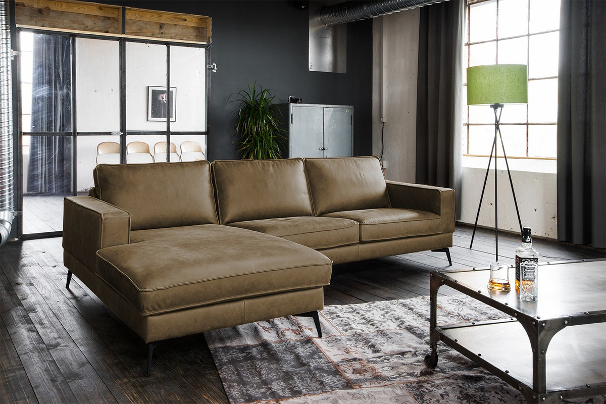 KAWOLA Sofa BLOOM Ecksofa Leder camel, Links