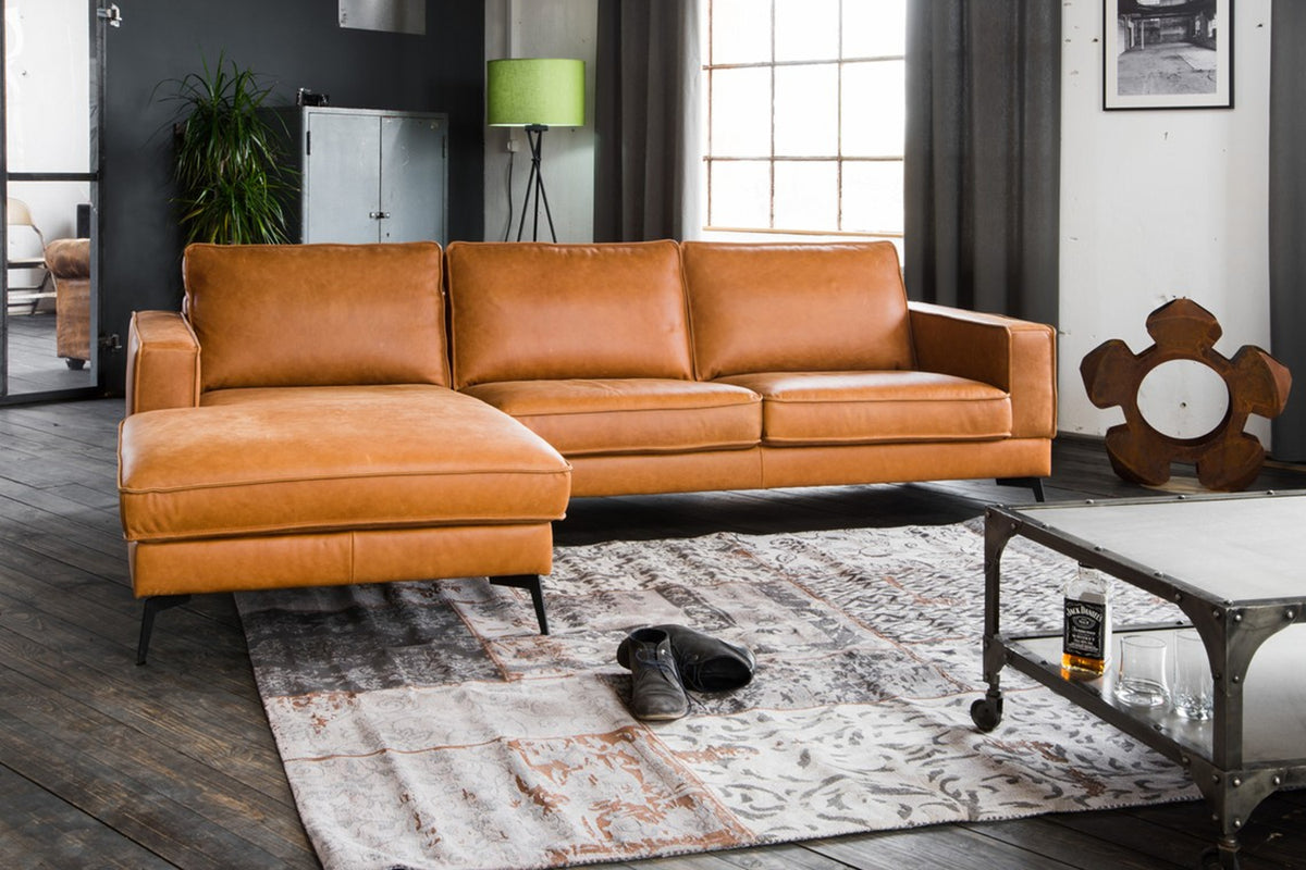 KAWOLA Sofa BLOOM Ecksofa Leder cognac