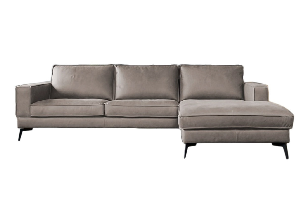 KAWOLA Sofa BLOOM Ecksofa Leder hellgrau