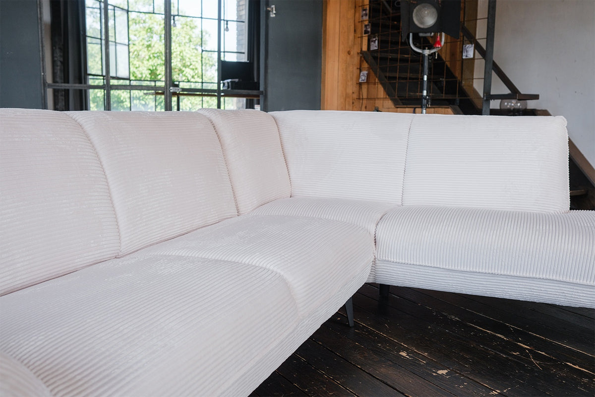 KAWOLA Sofa CALLA Ecksofa Cord cremeweiß Recamiere rechts