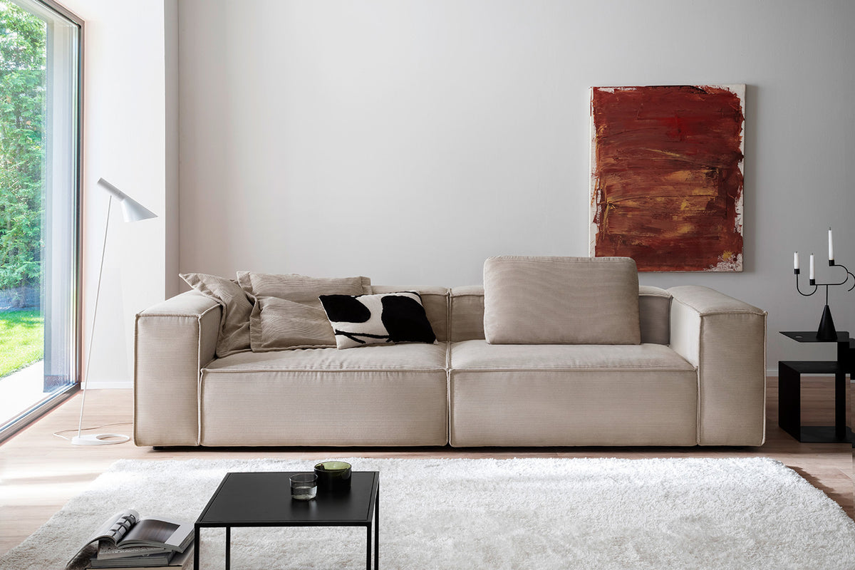 KAWOLA Sofa CARMO 3-Sitzer Feincord beige