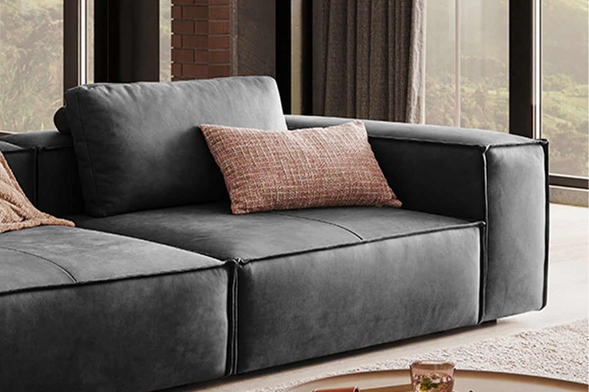KAWOLA Sofa CARMO 3-Sitzer Leder anthrazit