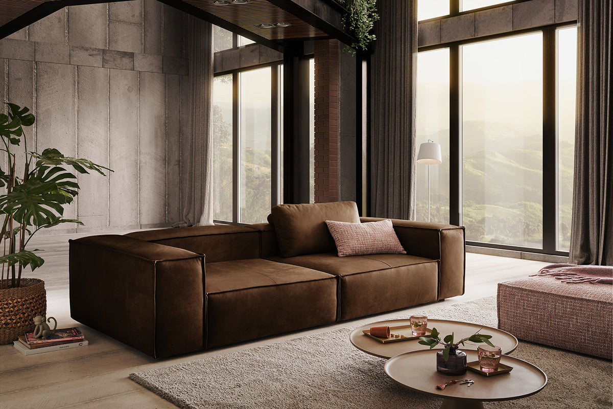 KAWOLA Sofa CARMO 3-Sitzer Leder braun
