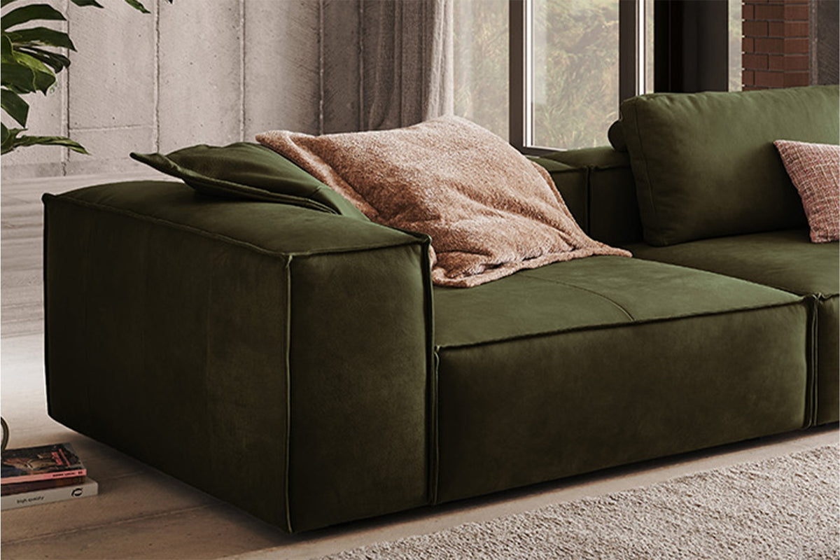 KAWOLA Sofa CARMO 3-Sitzer Leder olivgrün