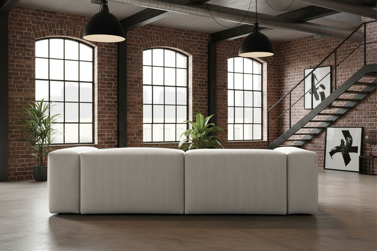 KAWOLA Sofa CELESTE 4-Sitzer Cord hellgrau