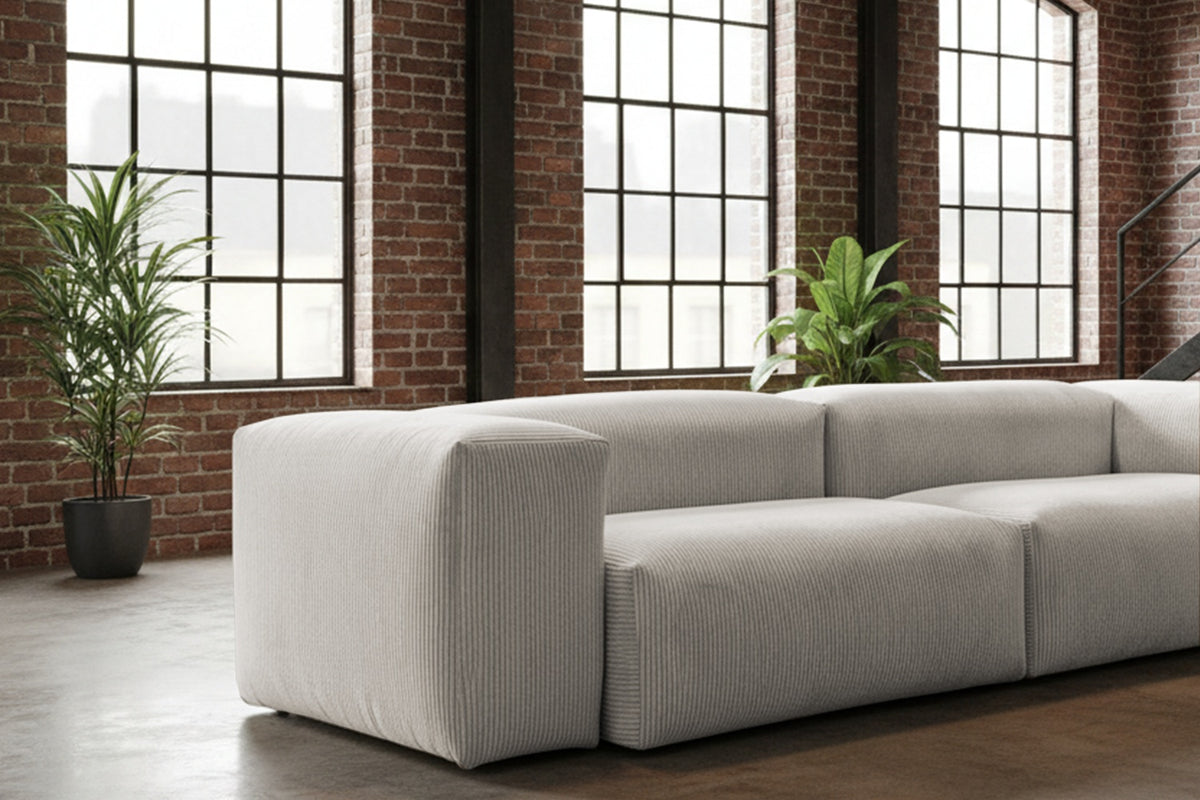 KAWOLA Sofa CELESTE 4-Sitzer Cord hellgrau