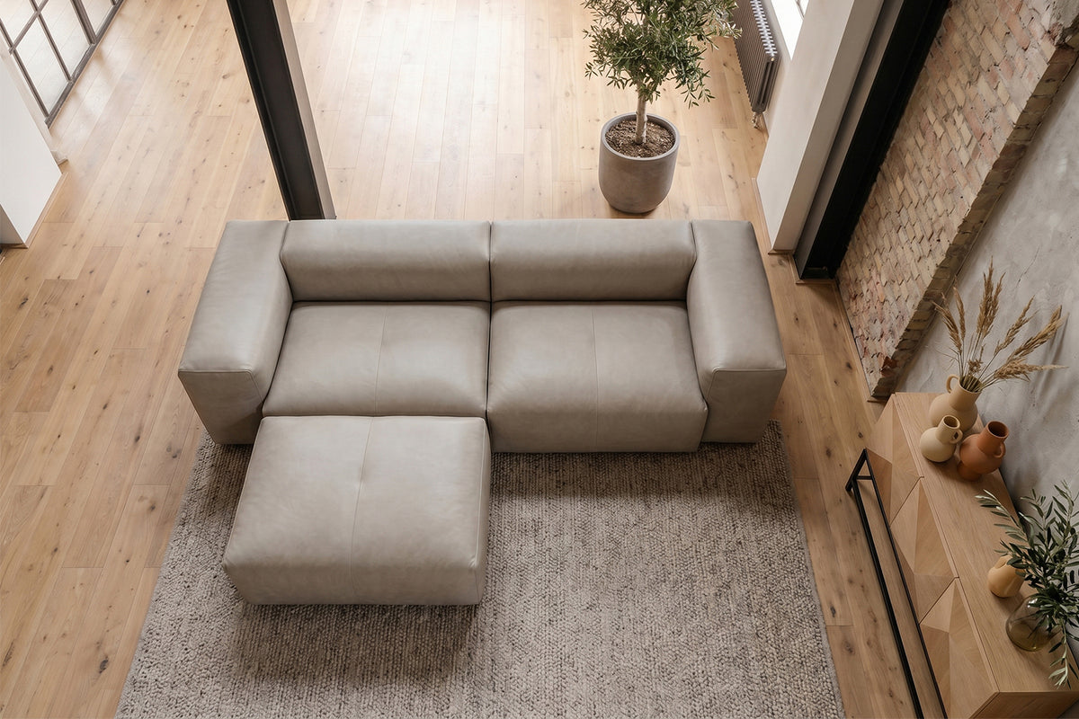 KAWOLA Sofa CELESTE 4-Sitzer Leder grau