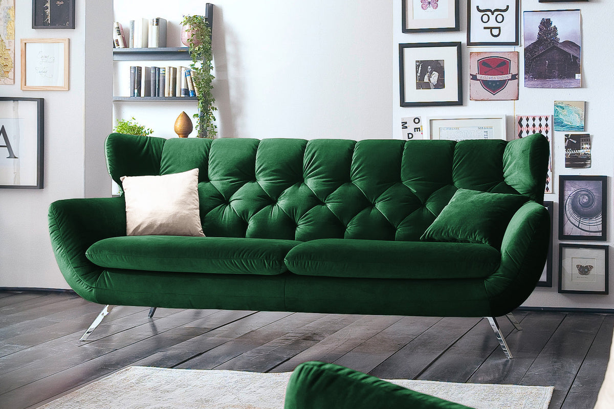 KAWOLA Sofa CHARME Velvet smaragd, 2.5-Sitzer
