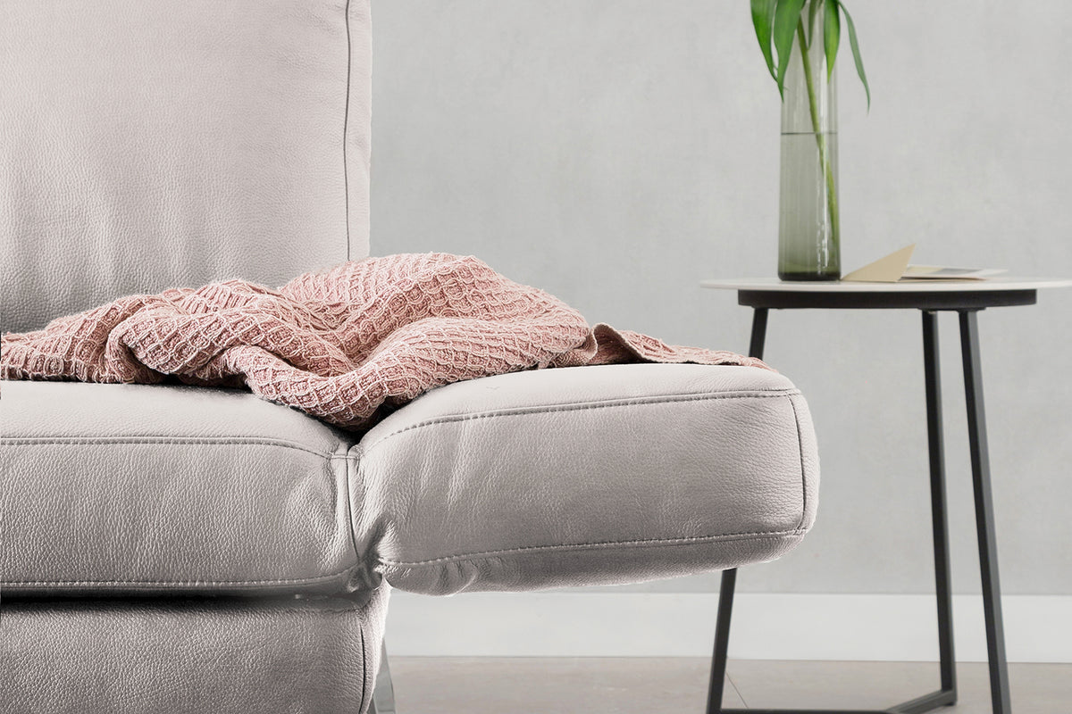 KAWOLA Sofa HURRICANE 2-Sitzer Leder hellgrau