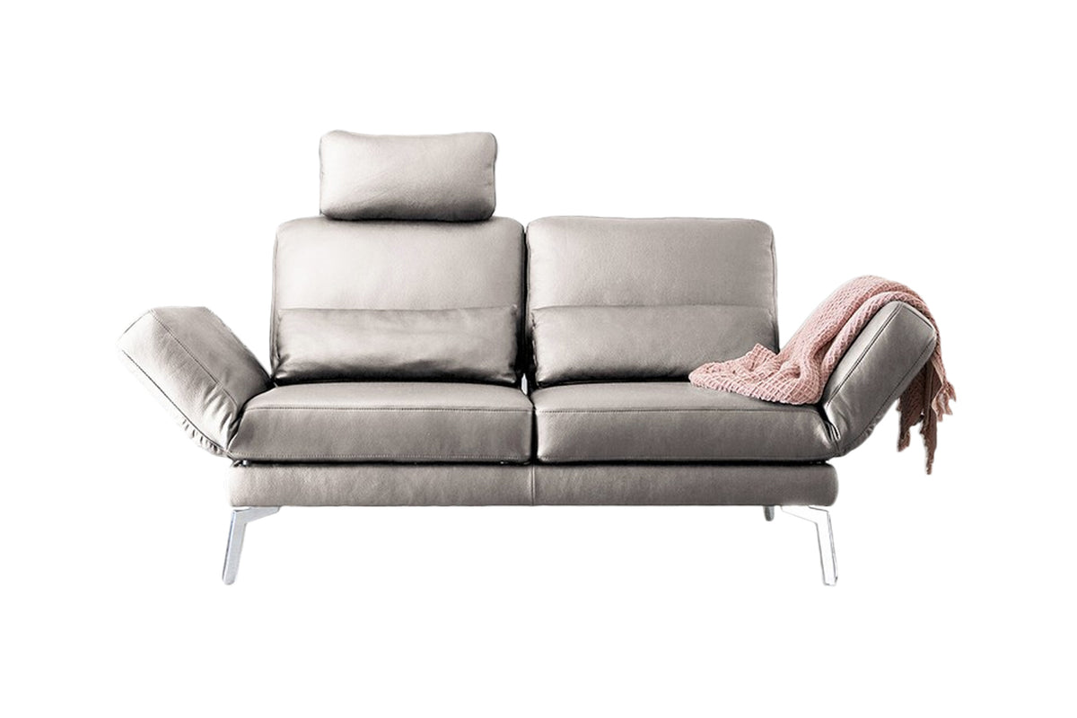 KAWOLA Sofa HURRICANE 2-Sitzer Leder hellgrau