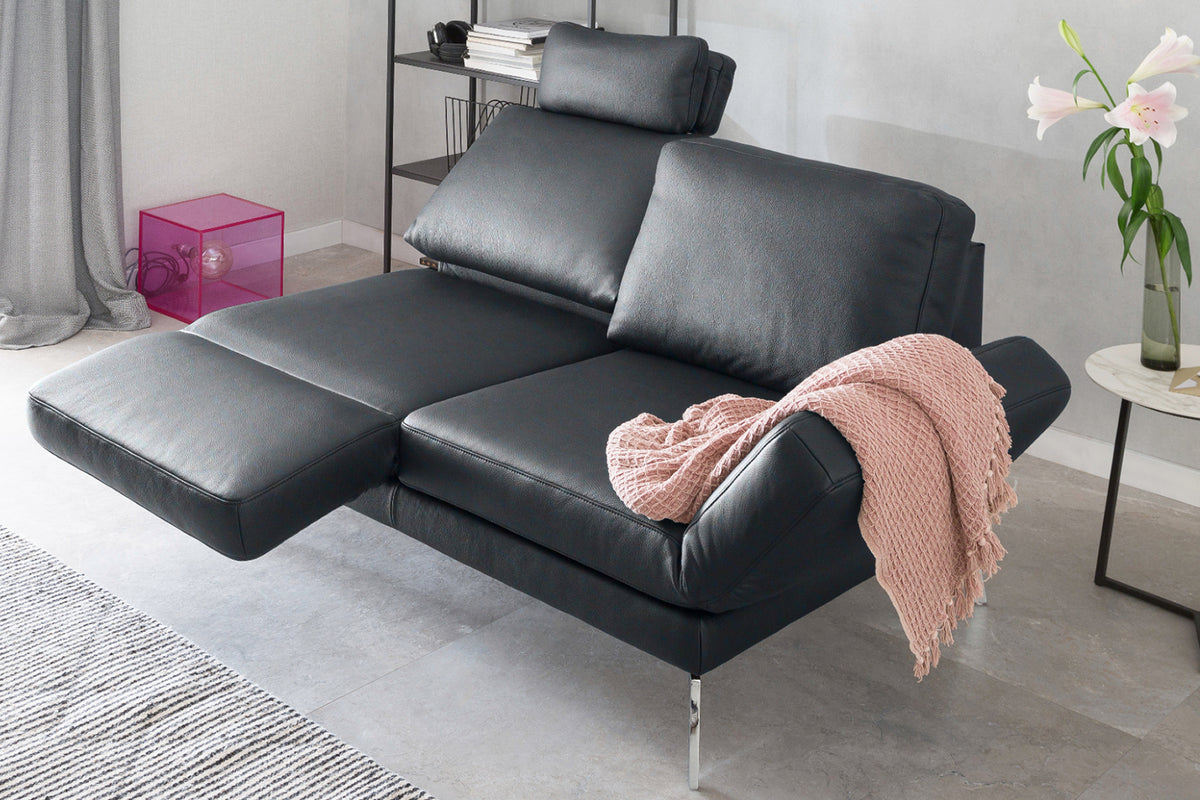 KAWOLA Sofa HURRICANE 2-Sitzer Leder schwarz