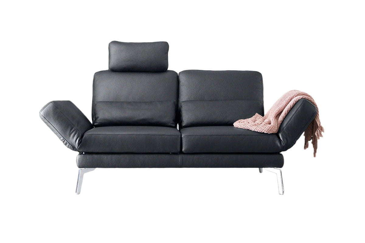 KAWOLA Sofa HURRICANE 2-Sitzer Leder schwarz