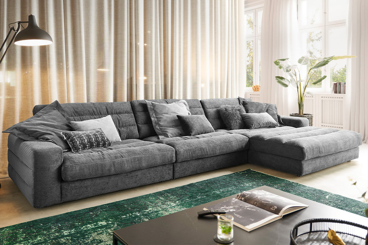 KAWOLA Sofa LANA XL Ecksofa Cord grau
