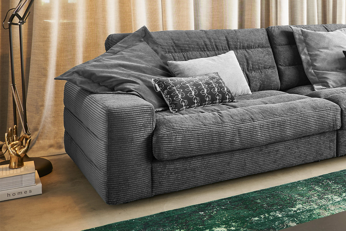 KAWOLA Sofa LANA XL Ecksofa Cord grau