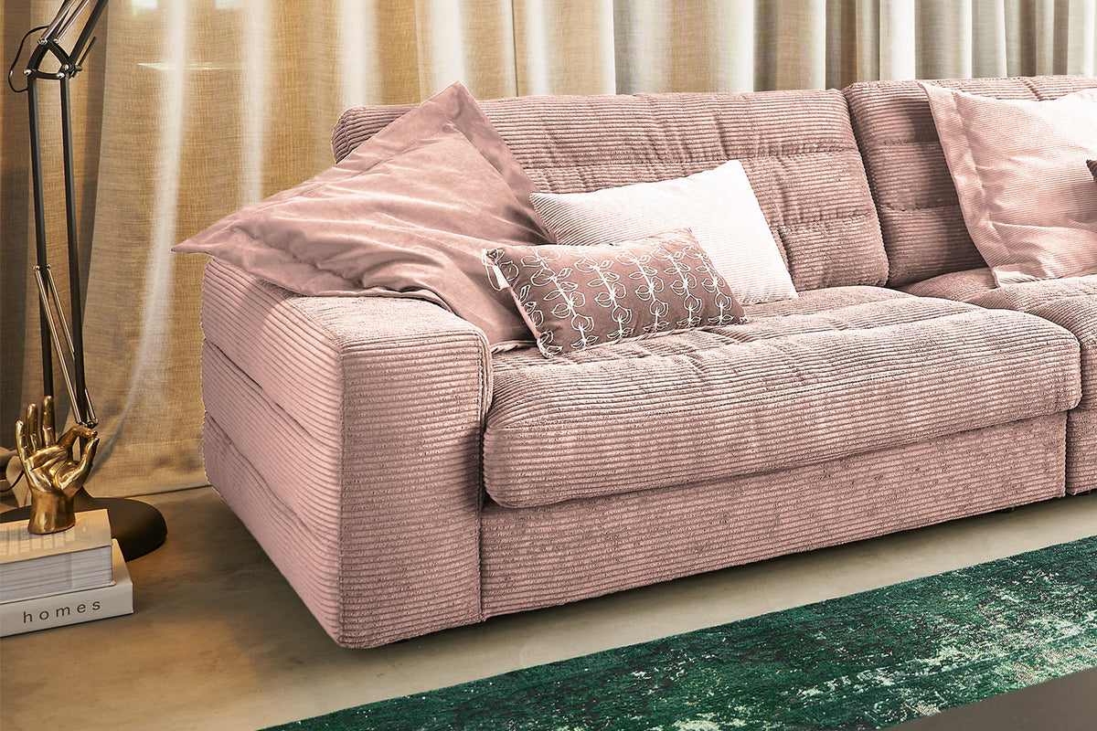 KAWOLA Sofa LANA XL Ecksofa Cord rosa