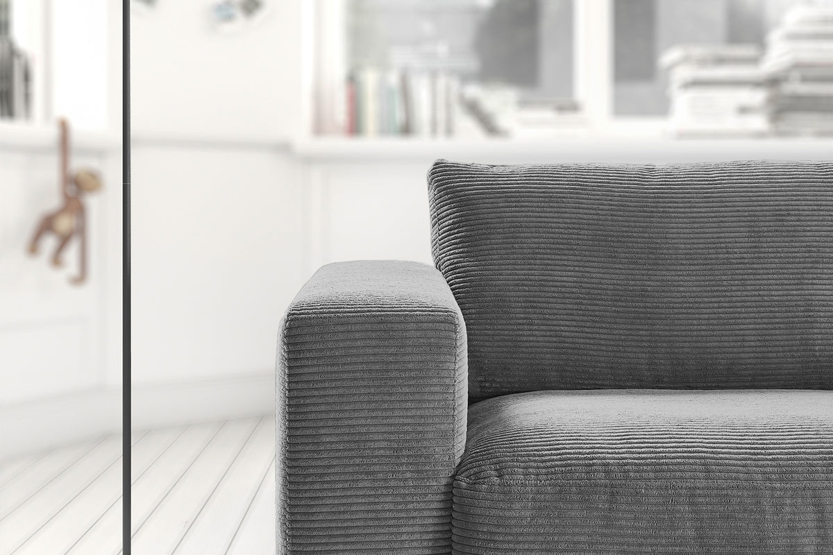KAWOLA Sofa MADELINE 2-Sitzer Cord grau