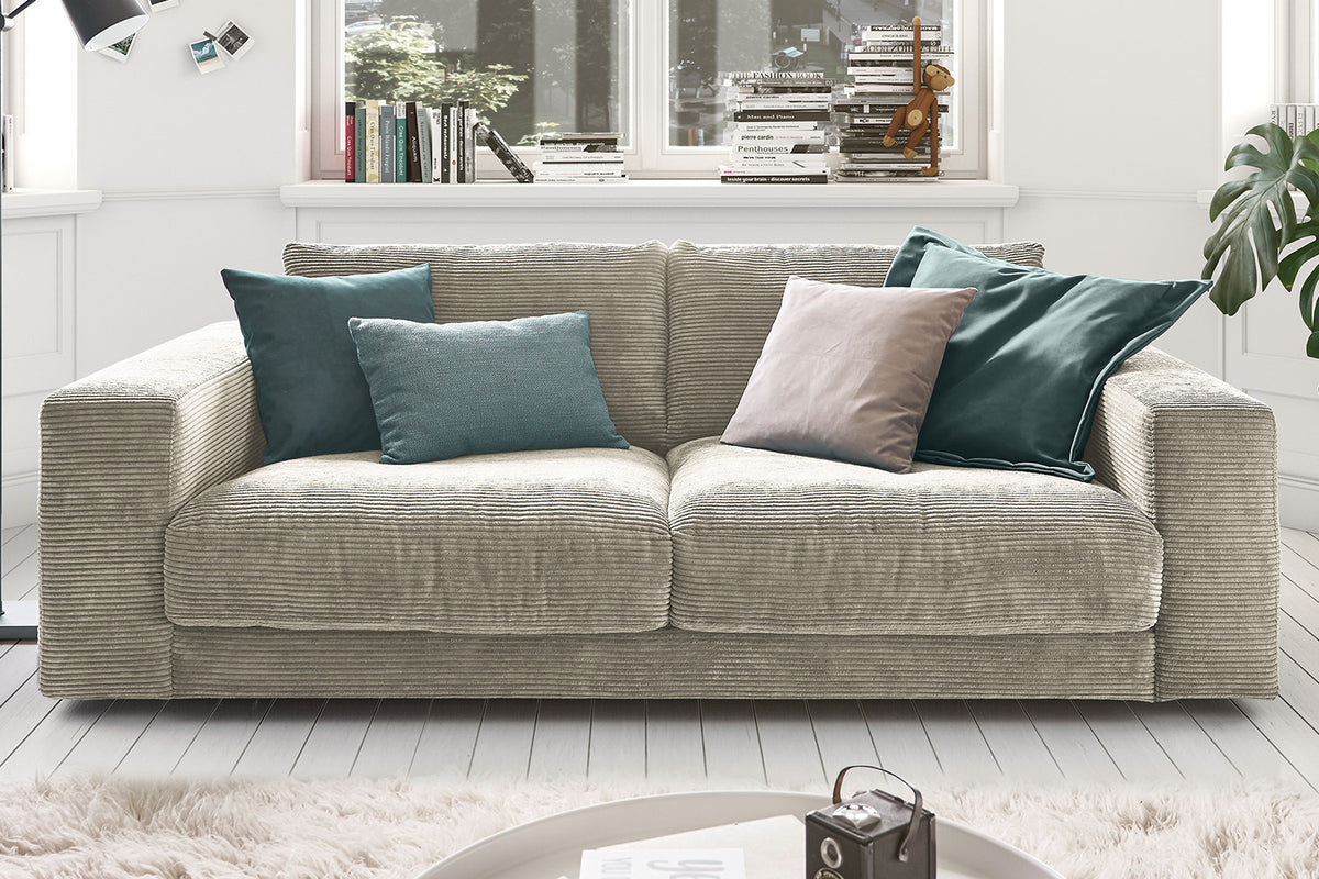 KAWOLA Sofa MADELINE 2-Sitzer Cord steingrau