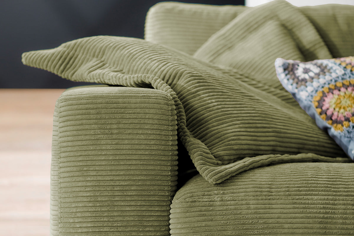 KAWOLA Sofa MADELINE 3-Sitzer Cord olivgrün