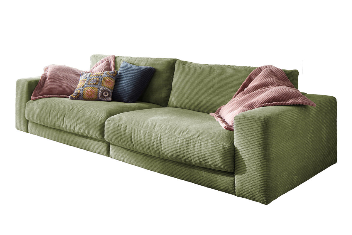 KAWOLA Sofa MADELINE 3-Sitzer Cord olivgrün