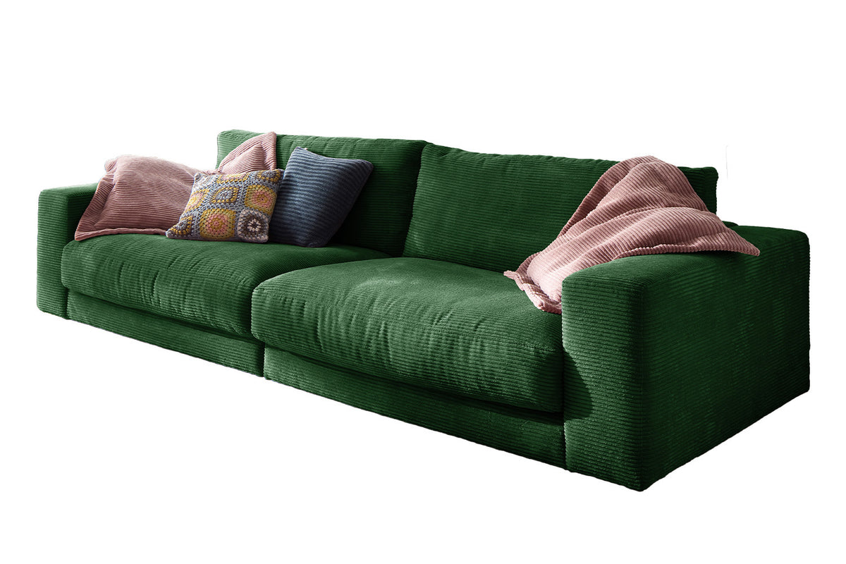 KAWOLA Sofa MADELINE 3-Sitzer Cord smaragd