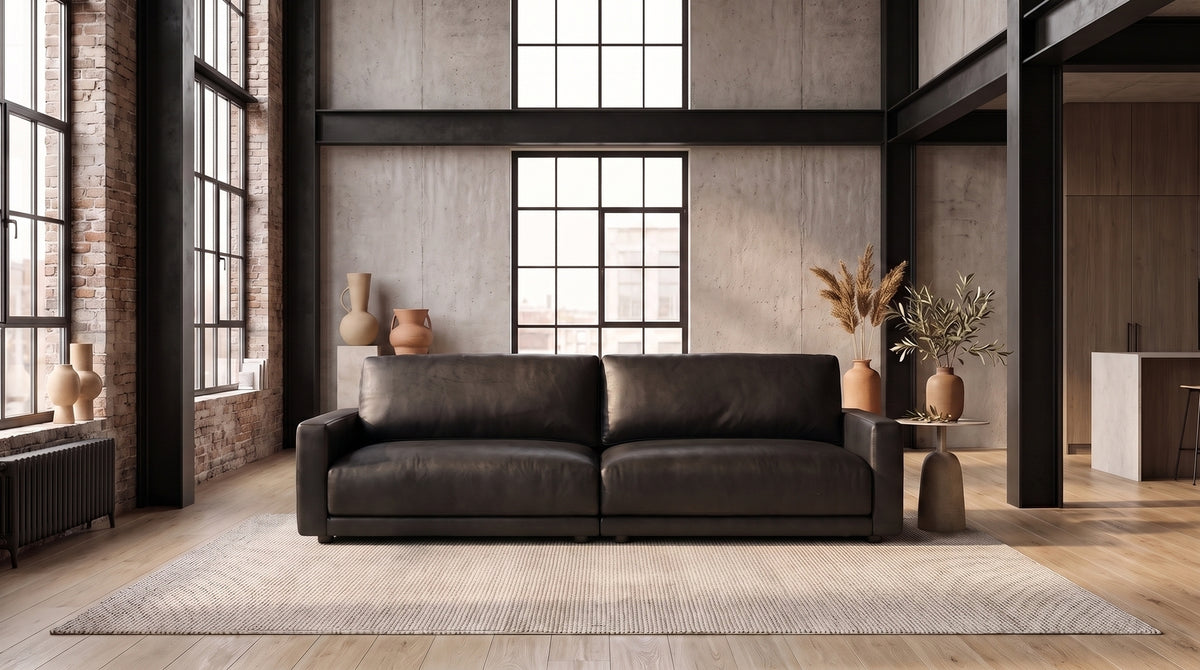 KAWOLA Sofa MARLIN 3-Sitzer Lederfaserstoff schwarz
