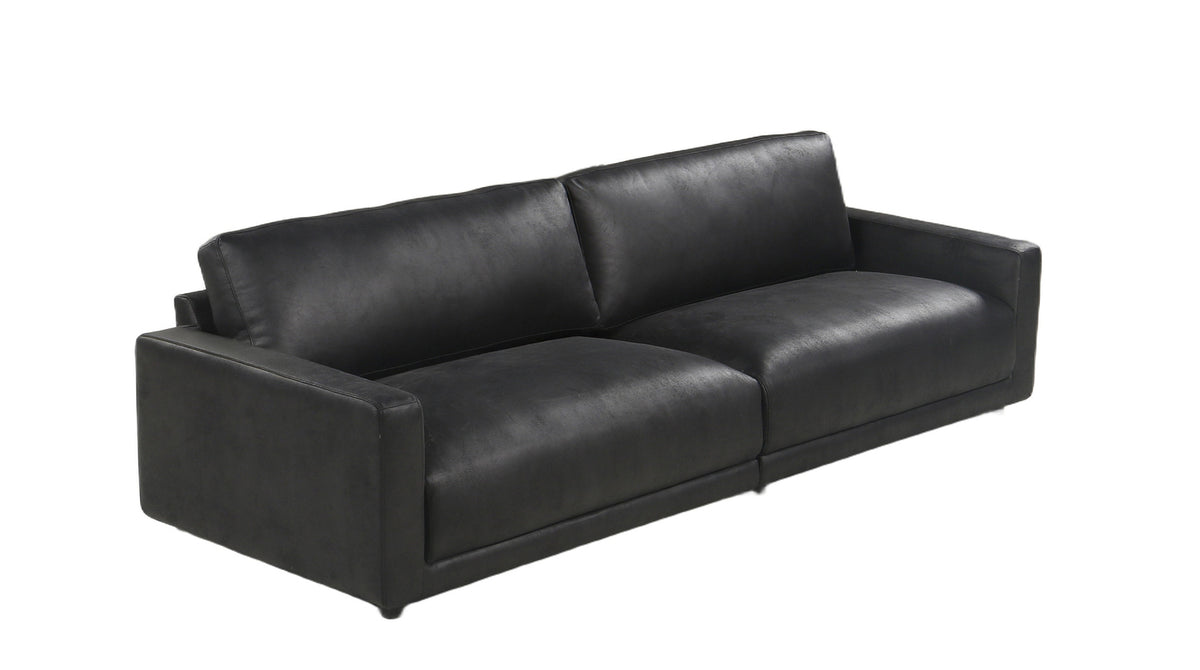 KAWOLA Sofa MARLIN 3-Sitzer Lederfaserstoff schwarz
