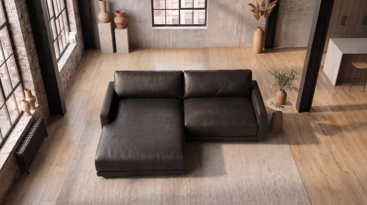 KAWOLA Sofa MARLIN Ecksofa Lederfaserstoff schwarz