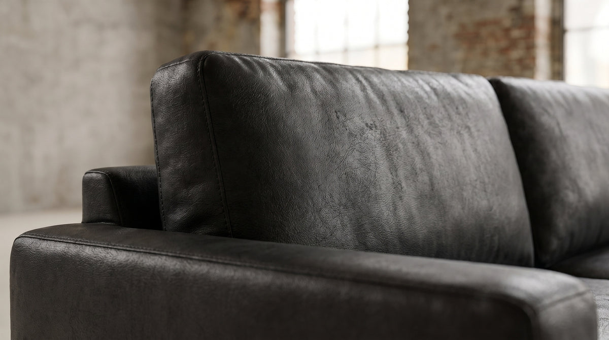 KAWOLA Sofa MARLIN Ecksofa Lederfaserstoff schwarz