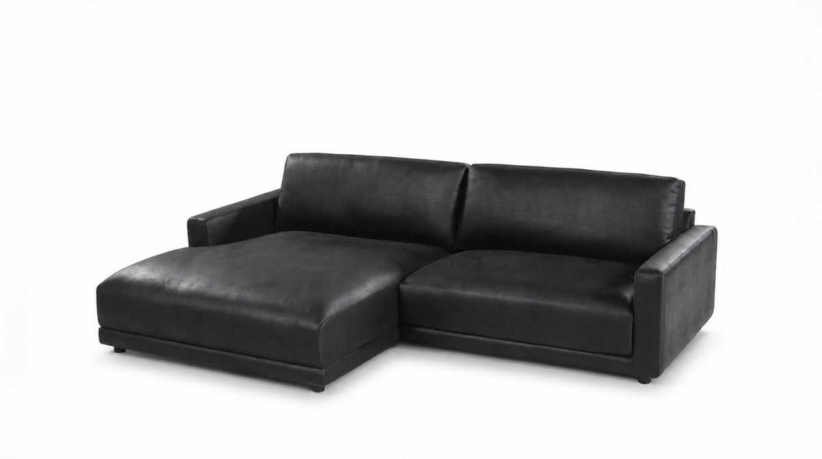KAWOLA Sofa MARLIN Ecksofa Lederfaserstoff schwarz