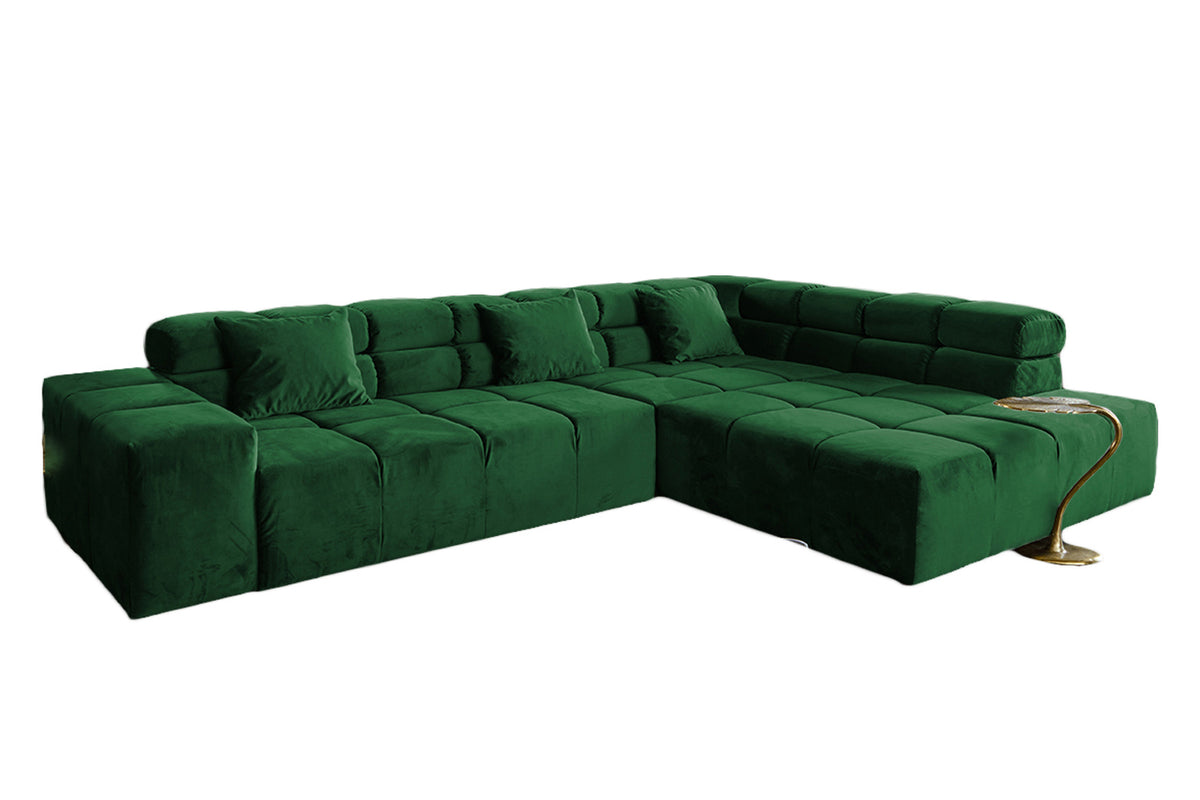 KAWOLA Sofa NEVADA Ecksofa Velvet smaragd