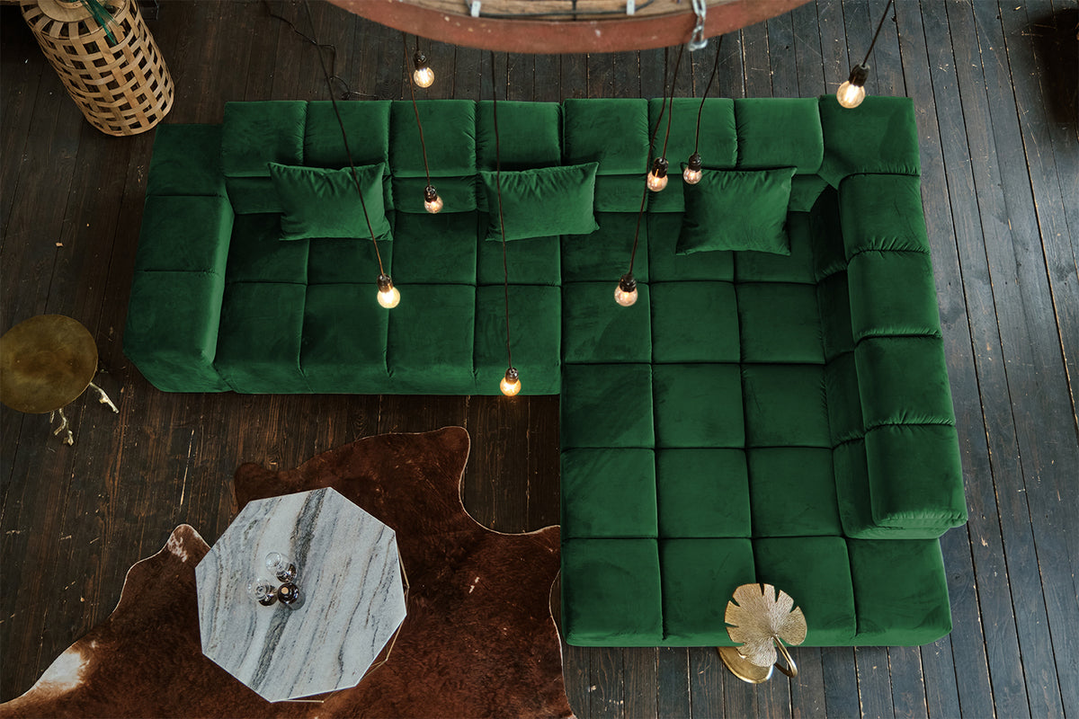 KAWOLA Sofa NEVADA Ecksofa Velvet smaragd