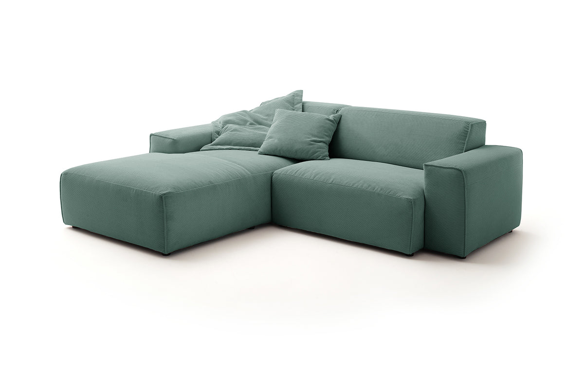 KAWOLA Sofa RANI Ecksofa Feincord grün