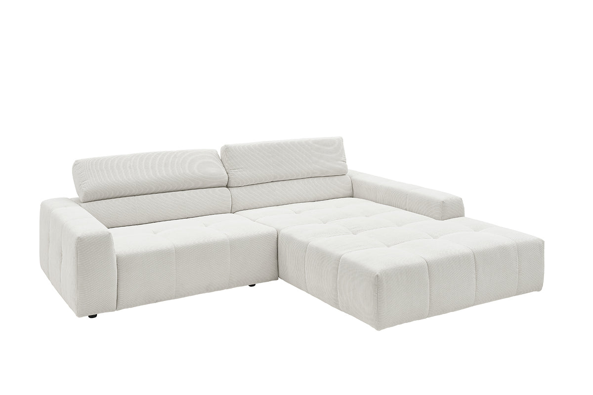 KAWOLA Sofa RENO Ecksofa Feincord weiß