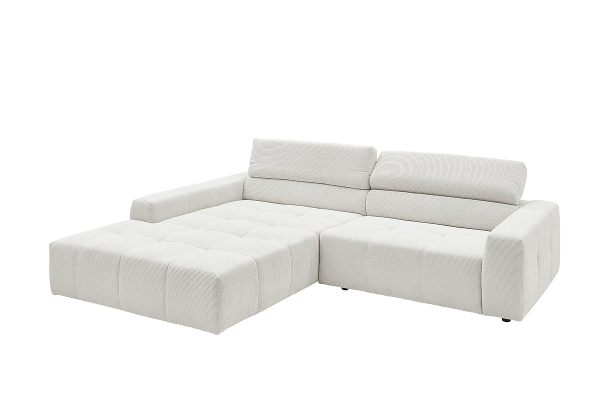 KAWOLA Sofa RENO Ecksofa Feincord weiß