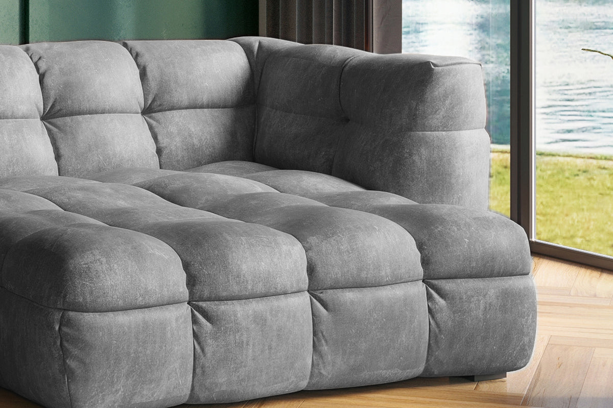 KAWOLA Sofa ROSARIO Ecksofa Velvet hellgrau