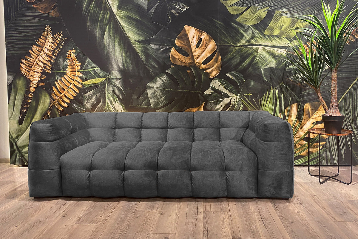 KAWOLA Sofa ROSARIO Velvet anthrazit, 3-Sitzer