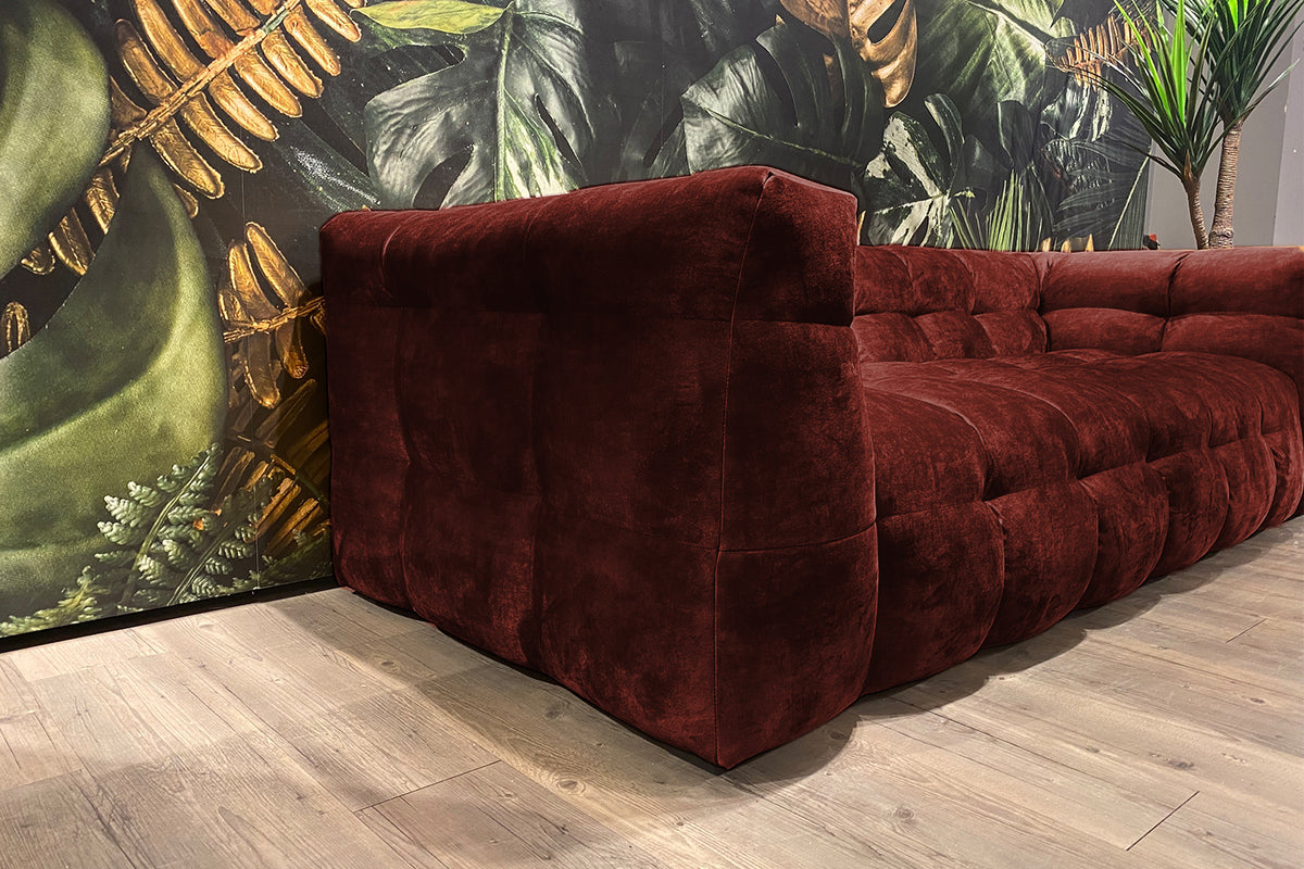 KAWOLA Sofa ROSARIO Velvet bordeaux